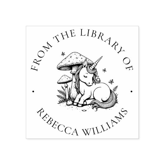 Magical Unicorn Library Book Briefmarke Gummistempel (Prägung)