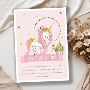 Magical Unicorn Lilac Pink Blush Foto Geburtstag Dankeskarte