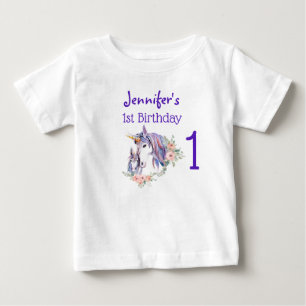 Magical Unicorn Mama & Baby Watercolor 1. Geburtst T-shirt
