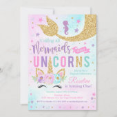 Magical Unicorn Mermaid Birthday Einladung (Vorderseite)