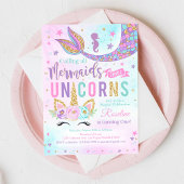 Magical Unicorn Mermaid Birthday Einladung
