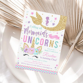 Magical Unicorn Mermaid Birthday Einladung