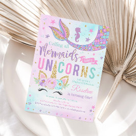Magical Unicorn Mermaid Birthday Einladung
