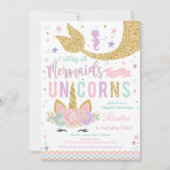 Magical Unicorn Mermaid Birthday Einladung (Vorderseite)