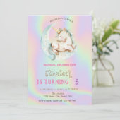 Magical Unicorn Moon Holographic Einladung (Stehend Vorderseite)