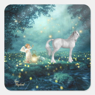 Magical Unicorn Mystical Fantasy Quadratischer Aufkleber