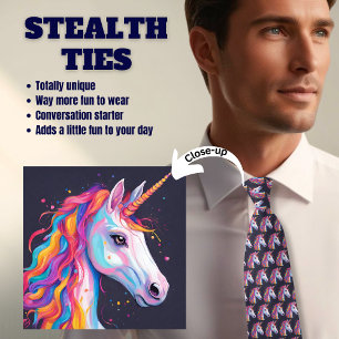 Magical Unicorn Navy Blue und Pink Neck Tie Krawatte