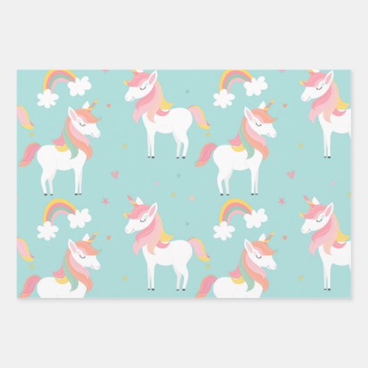 Magical Unicorn Niedlich Pastel Baby Girl Tween Geschenkpapier Set (Vorderseite 3)