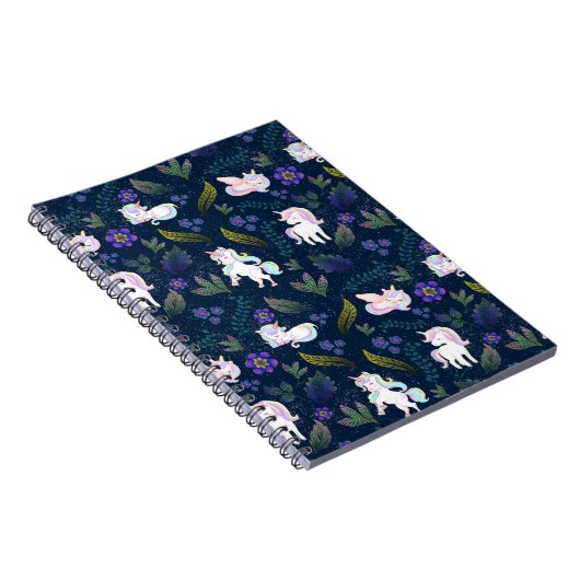 Magical Unicorn Night Forest Seamless Pattern Notizblock (Rechte Seite)