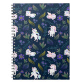 Magical Unicorn Night Forest Seamless Pattern Notizblock (Vorderseite)