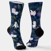 Magical Unicorn Night Forest Seamless Pattern Socken (Gewinkelt)