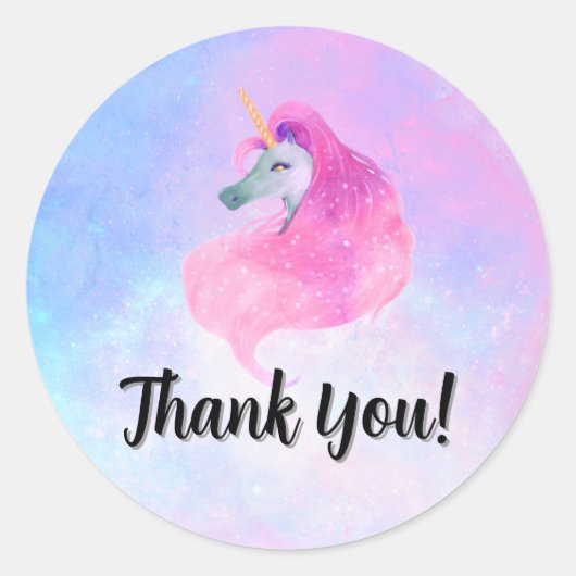 Magical Unicorn Party Matching Thank You Sticker (Vorderseite)