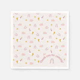 Magical Unicorn Party Napkin - Pink Pastel Rainbow Serviette