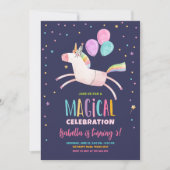 Magical Unicorn Party Rainbow Girl Erstgeburt Einladung (Vorderseite)
