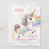 Magical Unicorn Party Rainbow Girl Pastel Geburtst Einladung (Vorderseite)