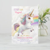 Magical Unicorn Party Rainbow Girl Pastel Geburtst Einladung (Stehend Vorderseite)