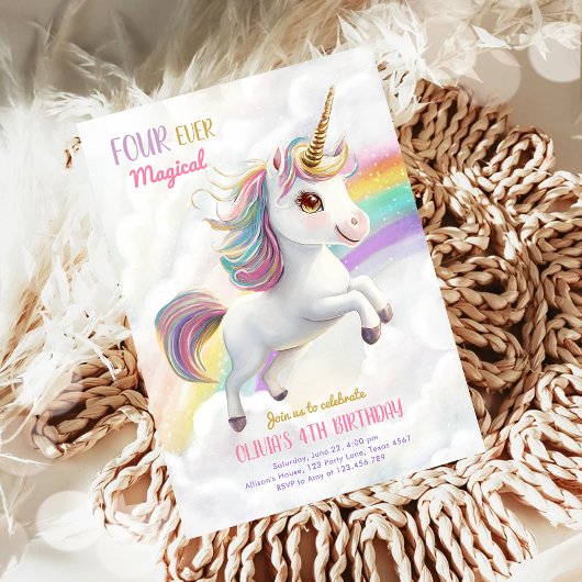 Magical Unicorn Party Rainbow Girl Pastel Geburtst Einladung