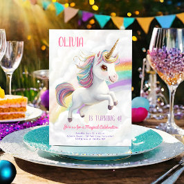 Magical Unicorn Party Rainbow Girl Pastel Geburtst Einladung
