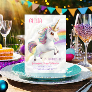 Magical Unicorn Party Rainbow Girl Pastel Geburtst Einladung