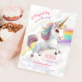 Magical Unicorn Party Rainbow Girl Pastel Geburtst Einladung