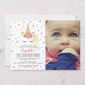 Magical Unicorn Pastel Foto | Mairytale Birthday Einladung (Vorderseite)