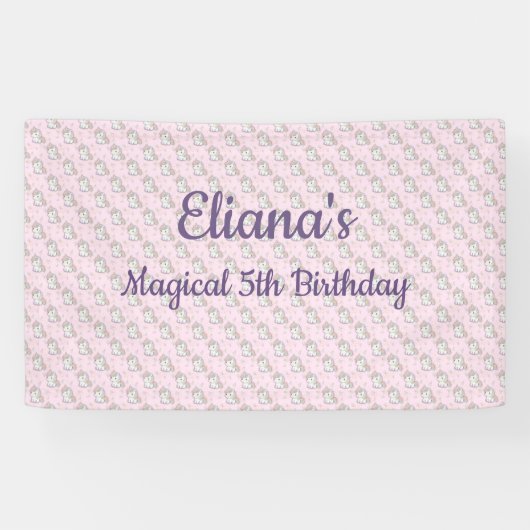 Magical Unicorn Pastel Rainbow Birthday Party Banner (Horizontal)