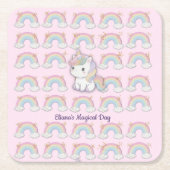 Magical Unicorn Pastel Rainbow Party Rechteckiger Pappuntersetzer (Vorderseite)