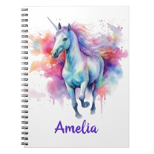 Magical Unicorn Personalisiert Kid Sketchbook Scho Notizblock (Vorderseite)