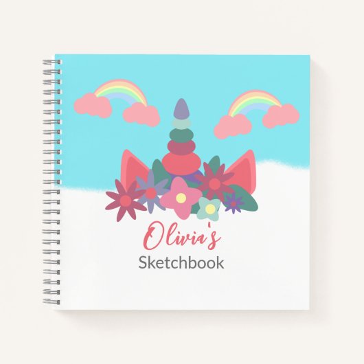 Magical Unicorn Personalisiert Kids Sketchbook Notizblock (Vorderseite)