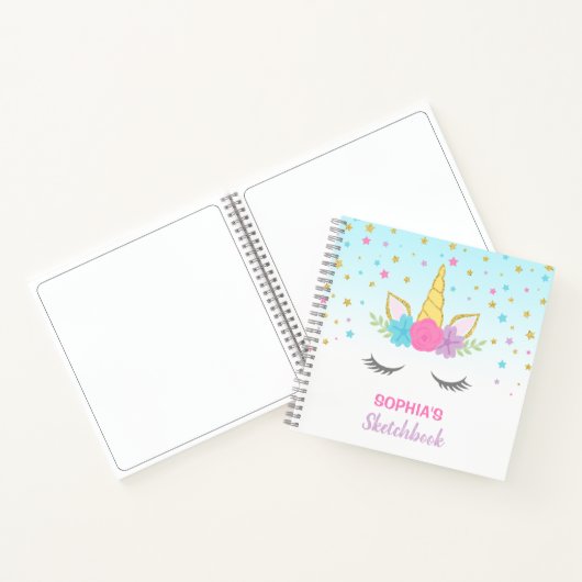 Magical Unicorn Personalisiert Kids Sketchbook Notizblock (Innenseite)