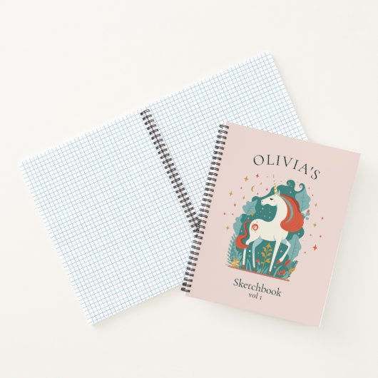 Magical Unicorn Personalisiert Sketchbook Kinder Notizblock (Innenseite)