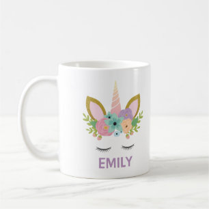 Magical Unicorn Personalisierter Name Glitzer mäd Kaffeetasse
