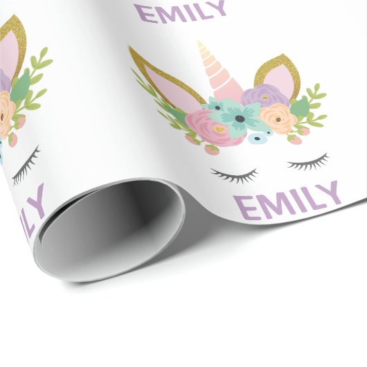 Magical Unicorn Personalisierter Name Glitzer mädc Geschenkpapier (Rolleneckpunkt)