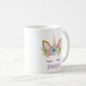 Magical Unicorn Personalisierter Name Glitzer mädc Kaffeetasse (VorderseiteRechts)