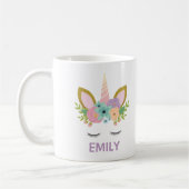 Magical Unicorn Personalisierter Name Glitzer mädc Kaffeetasse (Links)