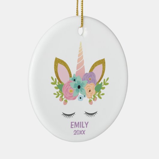 Magical Unicorn Personalisierter Name Glitzer mädc Keramik Ornament (Rechts)