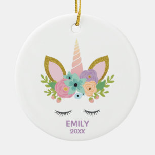Magical Unicorn Personalisierter Name Glitzer mädc Keramik Ornament