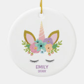 Magical Unicorn Personalisierter Name Glitzer mädc Keramik Ornament (Hinten)