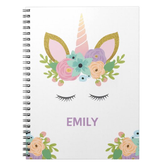 Magical Unicorn Personalisierter Name Glitzer mädc Notizblock (Vorderseite)