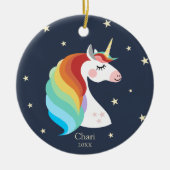 Magical Unicorn Personalized Rainbow Christmas Keramik Ornament (Vorne)