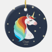 Magical Unicorn Personalized Rainbow Christmas Keramik Ornament (Hinten)