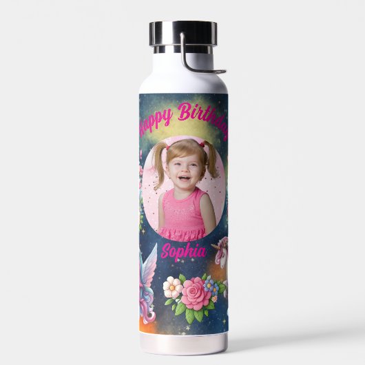 Magical Unicorn Photo Birthday Water Bottle Gift Trinkflasche (Links)