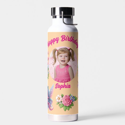Magical Unicorn Photo Birthday Water Bottle Gift Trinkflasche (Links)