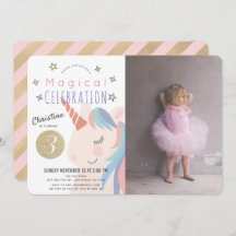 Magical Unicorn Pink x Gold Girl Foto Geburtstag