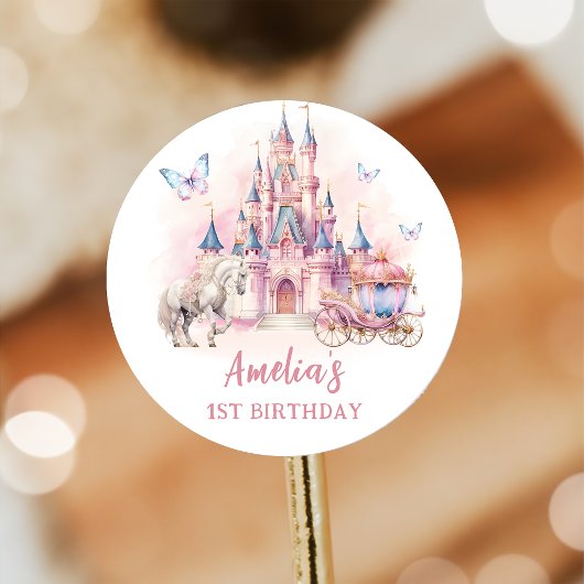 Magical Unicorn Princess Castle Birthday Sticker