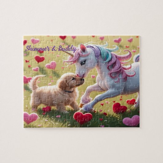 Magical Unicorn & Puppy Love Heart Field Puzzle (Horizontal)