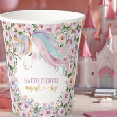 Magical Unicorn Purple Flower birthday Pappbecher