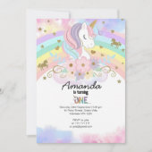 Magical Unicorn Rainbow 1st Birthday Invitation Einladung (Vorderseite)