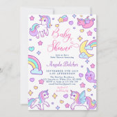 Magical Unicorn Rainbow Baby Dusche Einladung (Vorderseite)