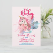 Magical Unicorn Rainbow Baby Dusche Einladung (Stehend Vorderseite)